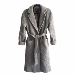 J. CREW Long Wrap Belt Coat Italian Wool Grey S